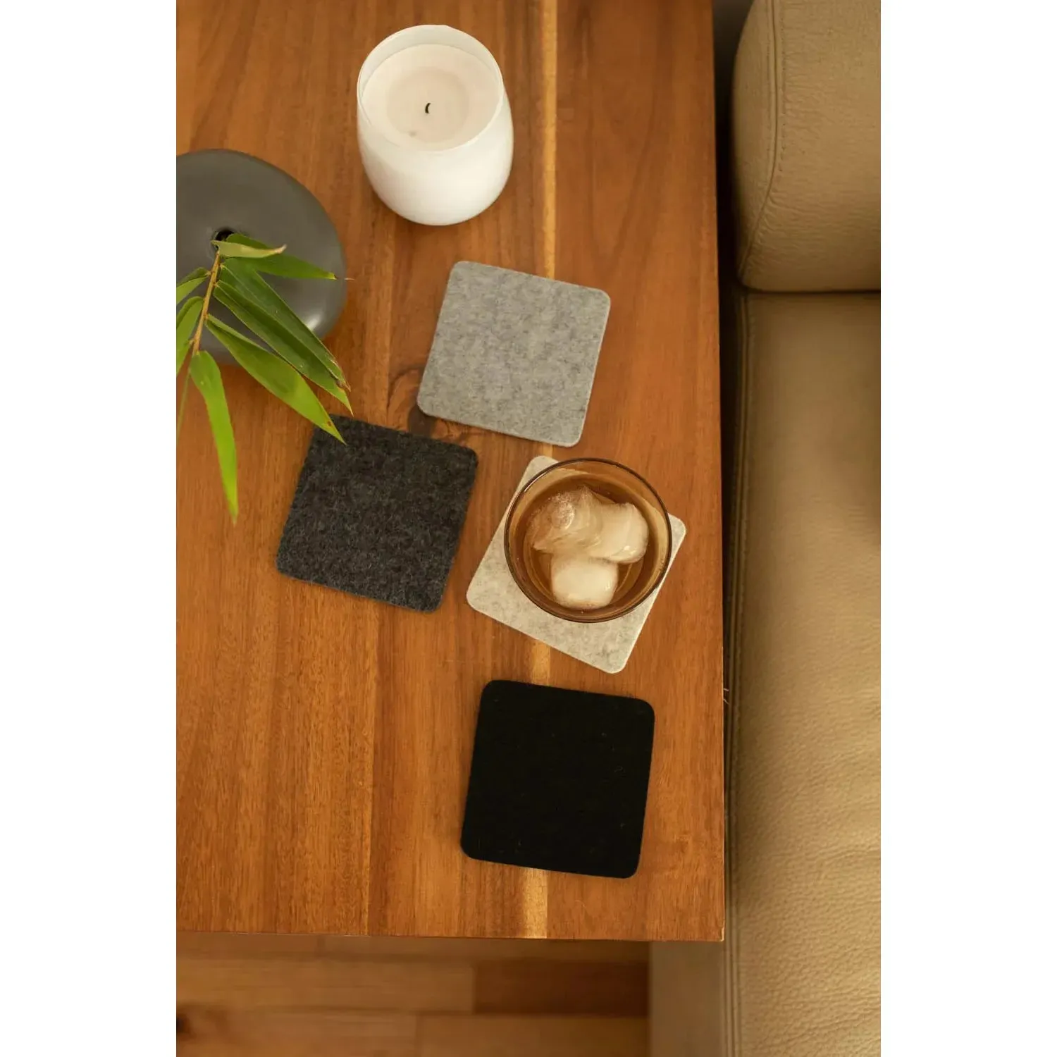 Bierfilzl Merino Wool Square Felt Coaster 4 pk