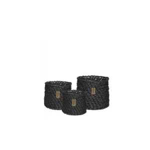 Black Handwoven Paper Baskets (Set of 18)