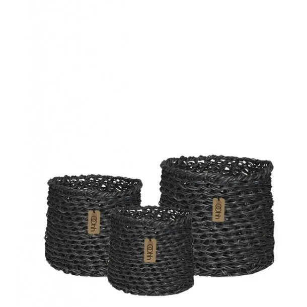 Black Handwoven Paper Baskets (Set of 18)