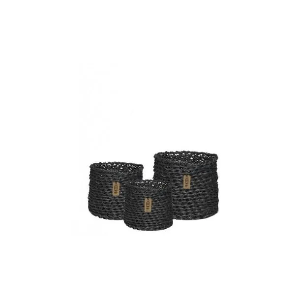 Black Handwoven Paper Baskets (Set of 18)