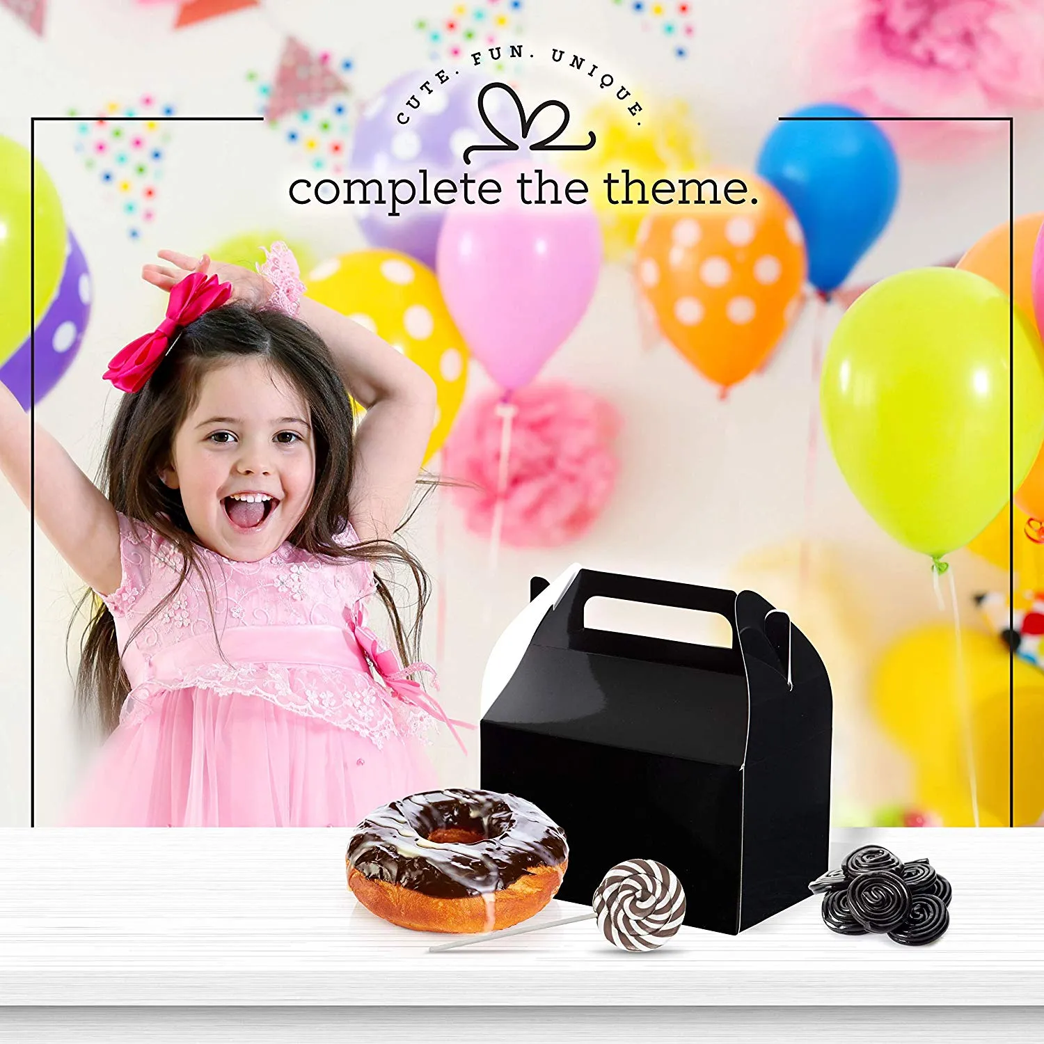 Black Party Favors Paper Treat Boxes 20 Pack 6.25" X 3.75" X 3.5"
