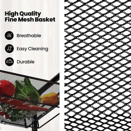 Black/Gray 4 Tier Storage Rack Trolley Cart-Black