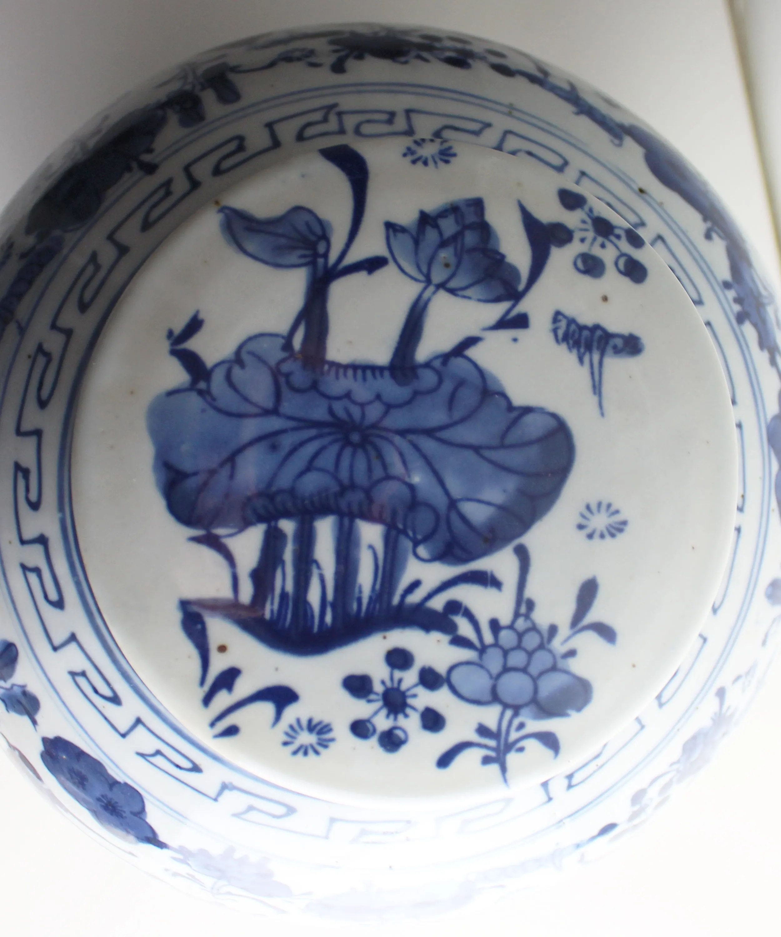 Blue & White Ginger Jar, 10" Lotus