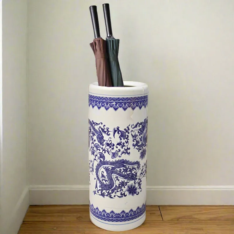 Blue and White Chinese Umbrella Stand
