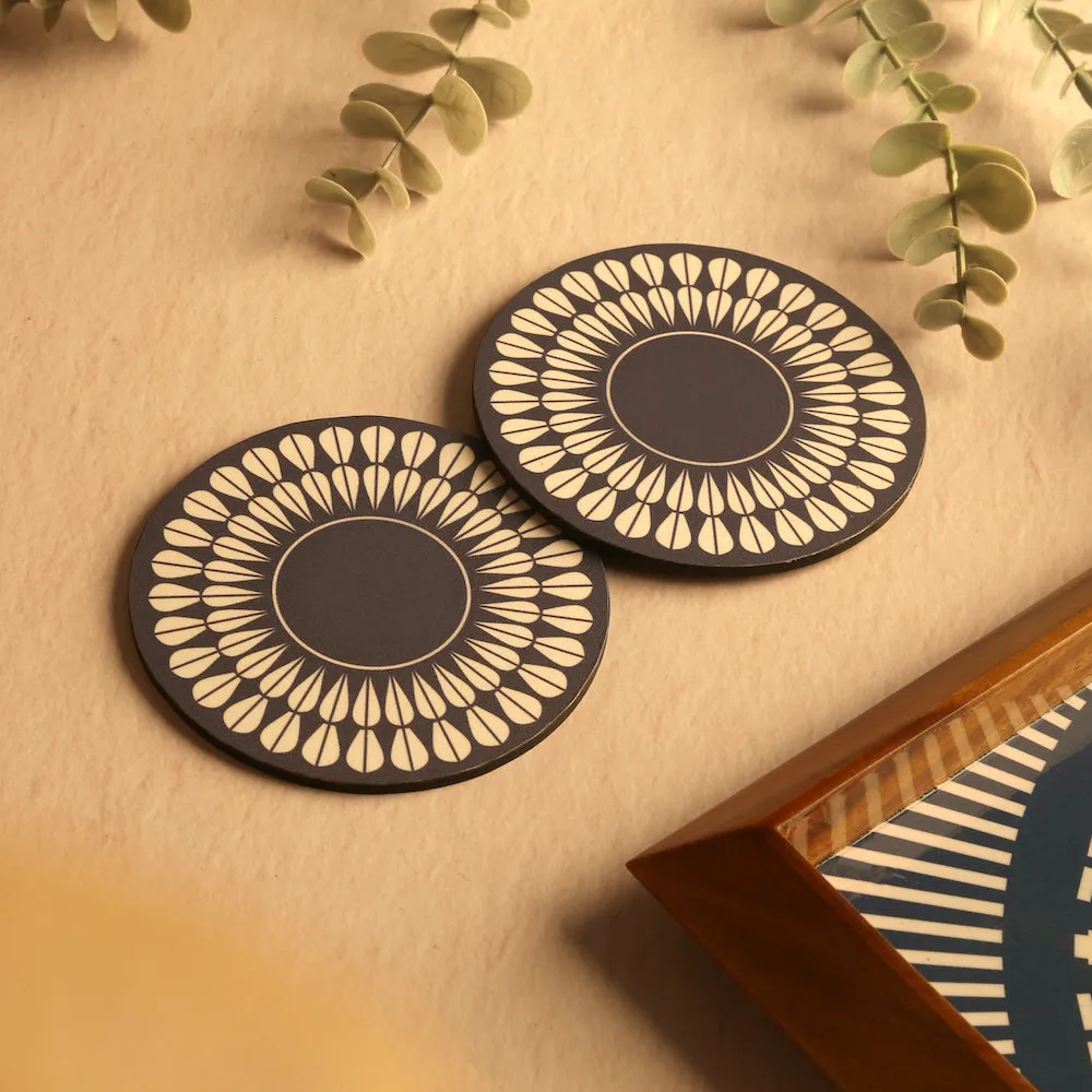 Blue Petal Wood Coaster | set of 6 | Wooden