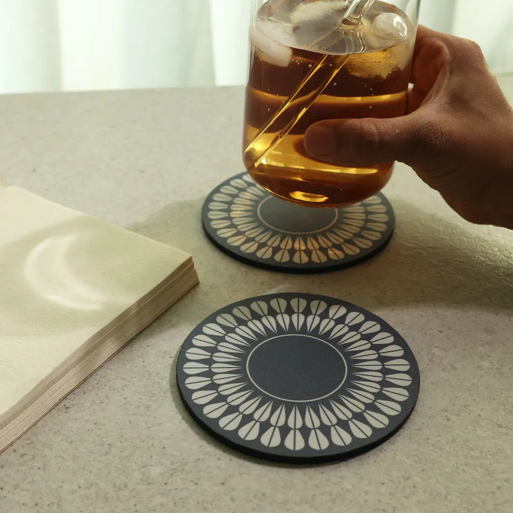 Blue Petal Wood Coaster | set of 6 | Wooden