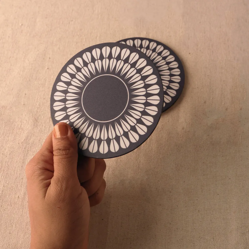 Blue Petal Wood Coaster | set of 6 | Wooden