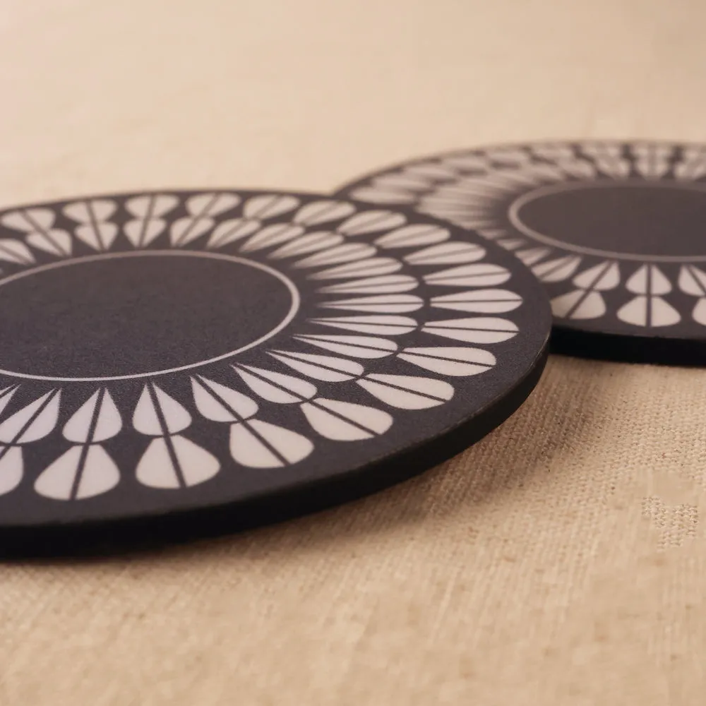 Blue Petal Wood Coaster | set of 6 | Wooden