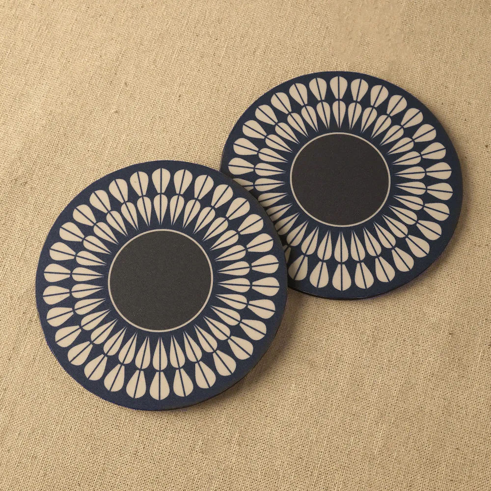 Blue Petal Wood Coaster | set of 6 | Wooden