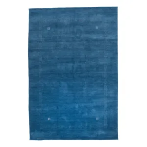 Blue Solid Indo Gabbeh Rug - 6'3" x 9'4"