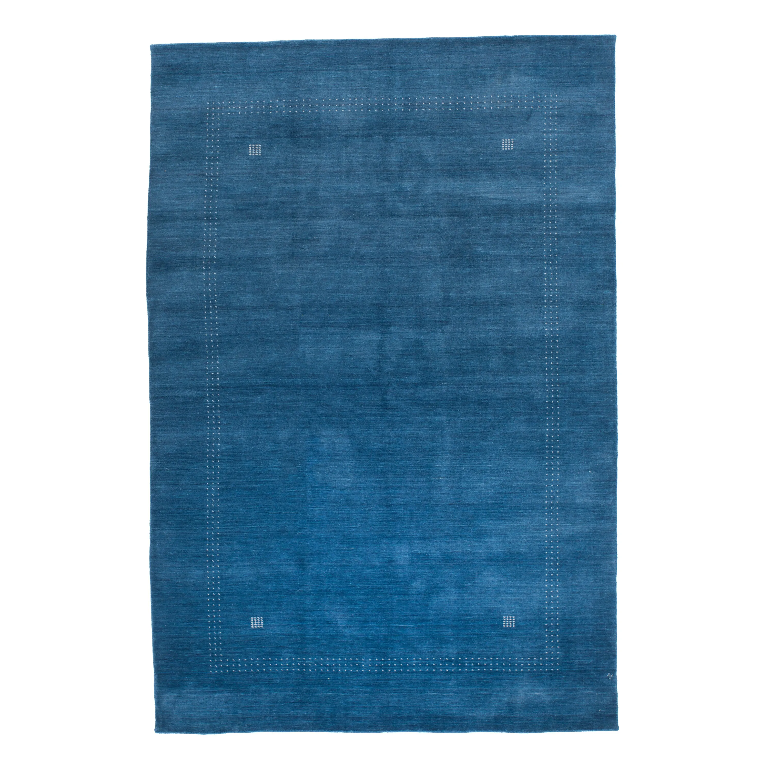 Blue Solid Indo Gabbeh Rug - 6'3" x 9'4"