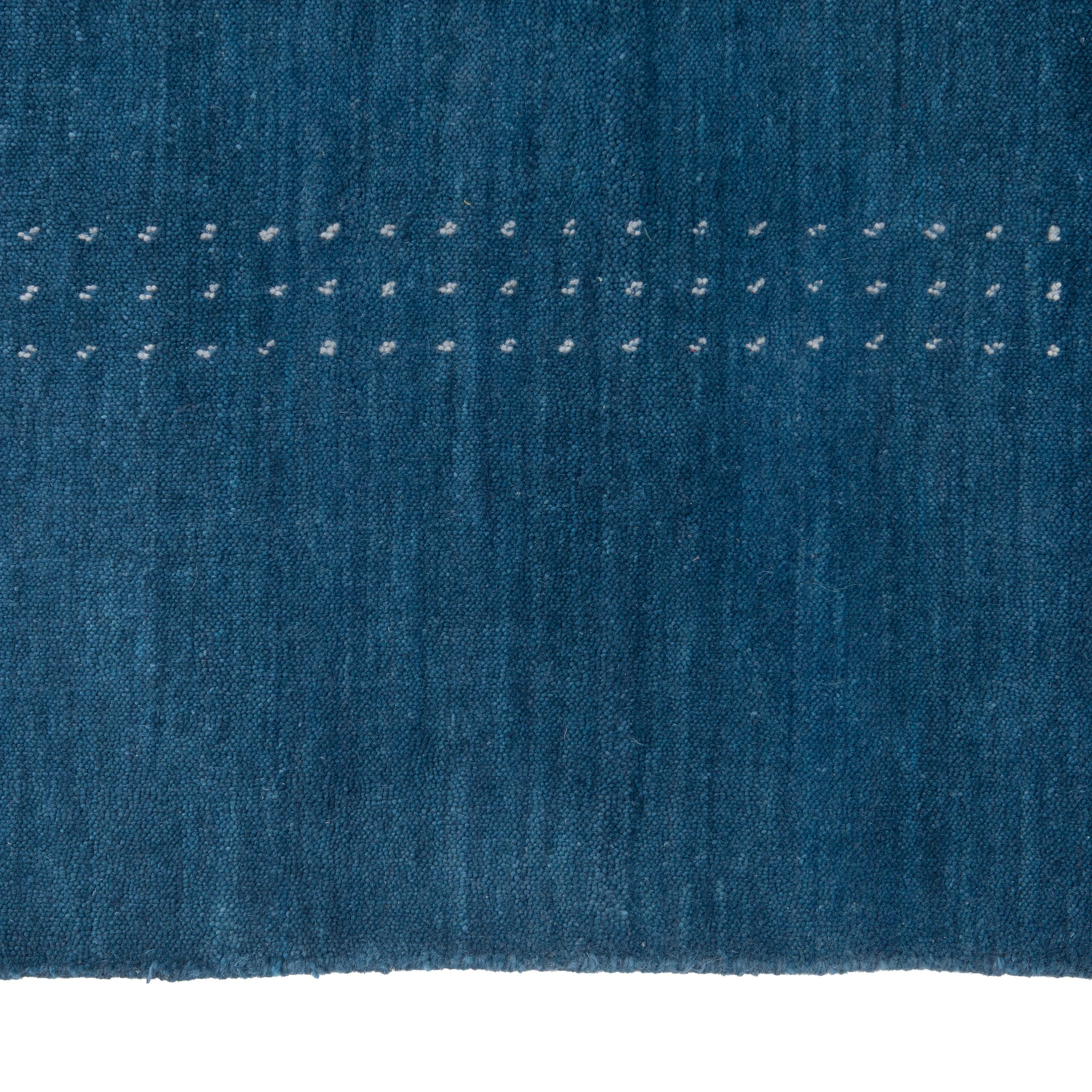 Blue Solid Indo Gabbeh Rug - 6'3" x 9'4"