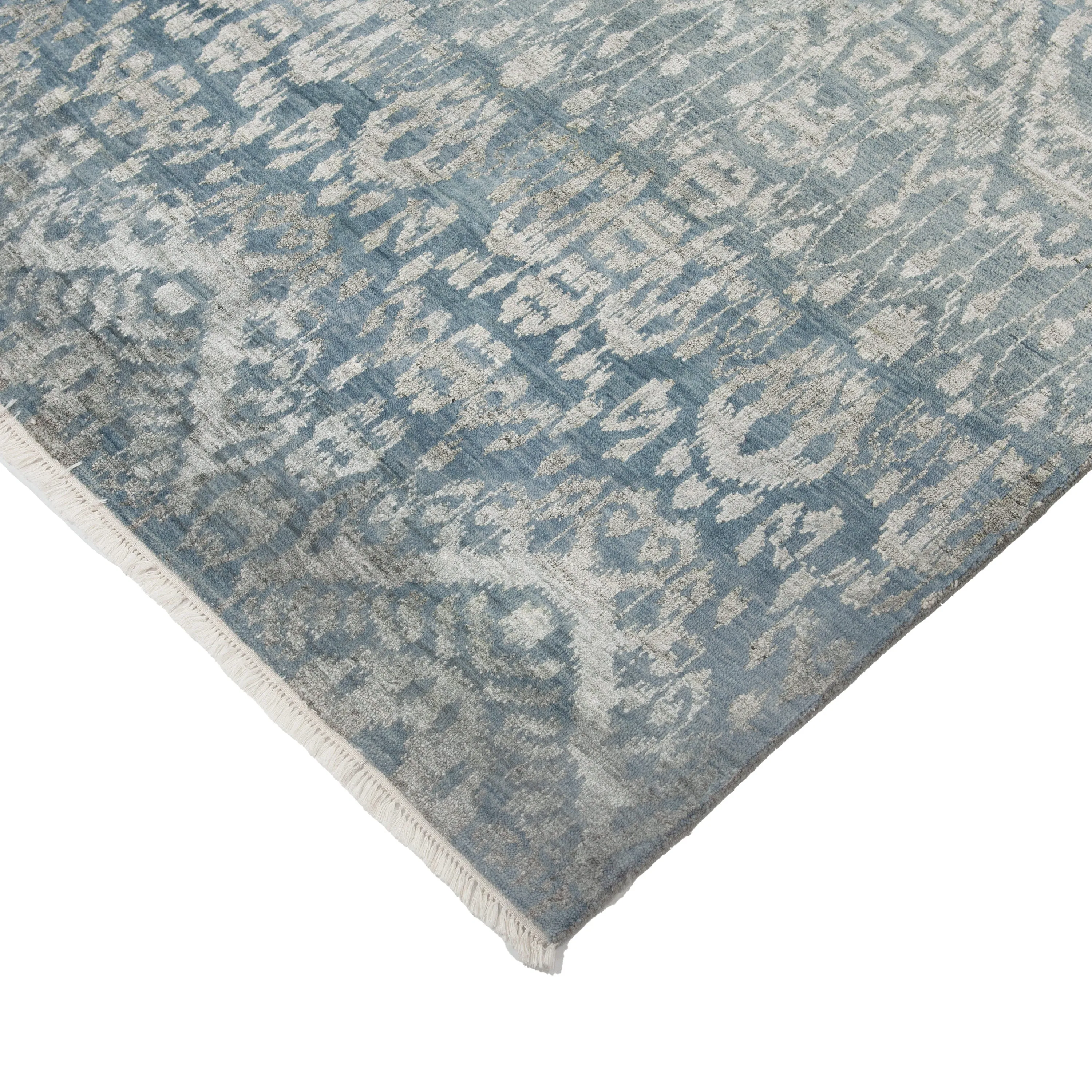 Blue Solid Indo Ikat Rug - 8'1" x 10'3"