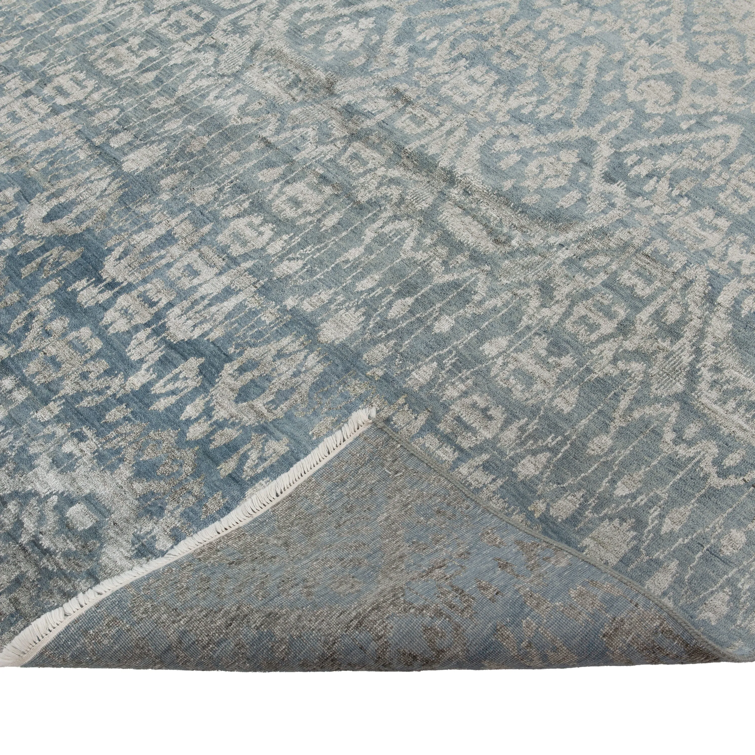 Blue Solid Indo Ikat Rug - 8'1" x 10'3"