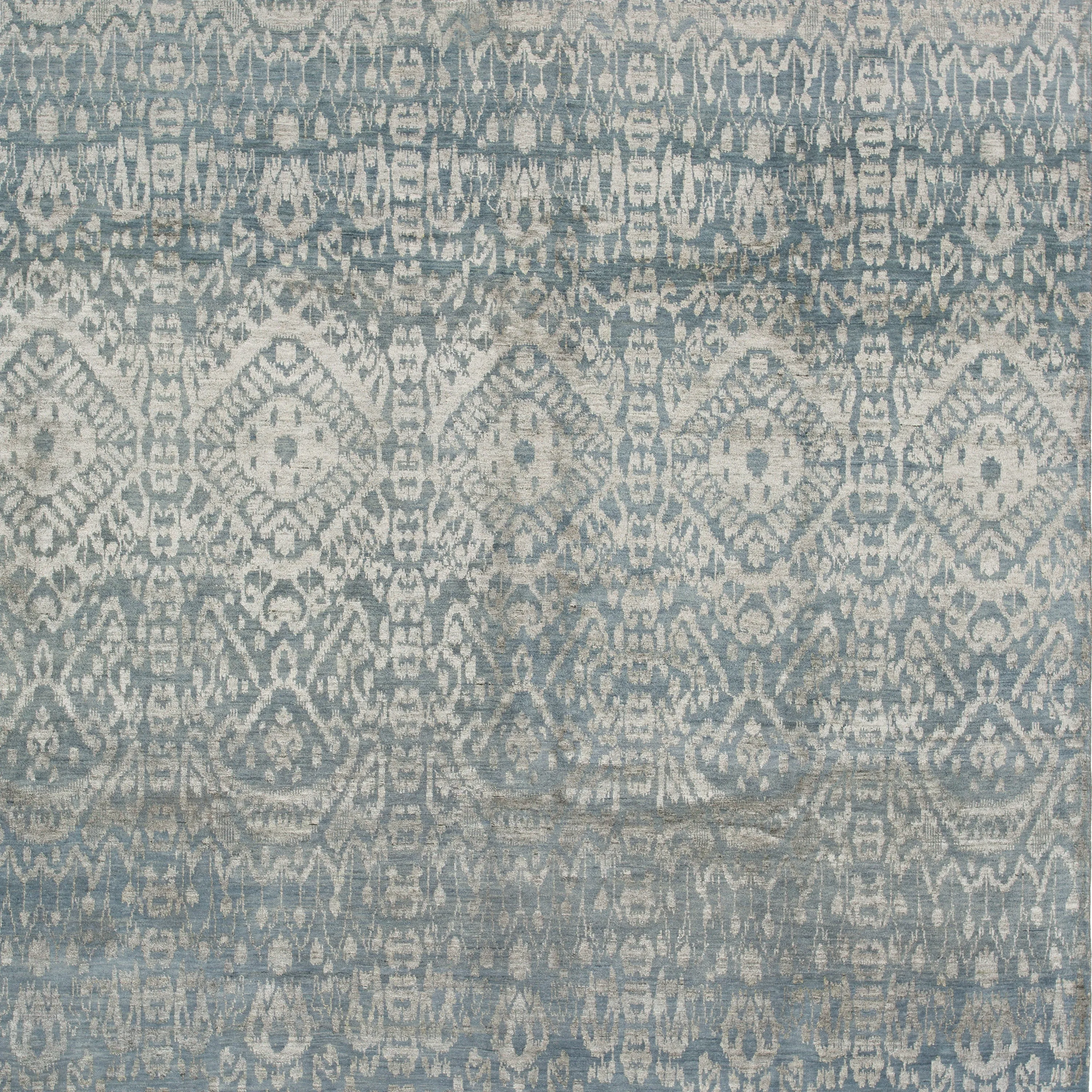 Blue Solid Indo Ikat Rug - 8'1" x 10'3"