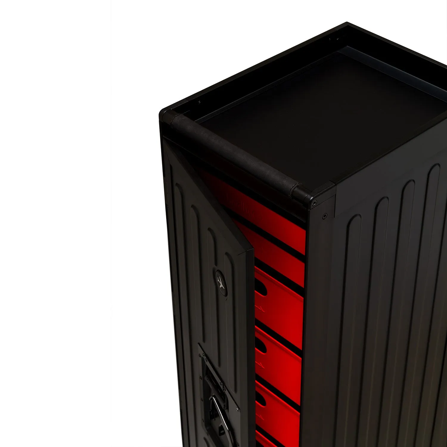 bordbar | voyager trolley | neon black   red drawers