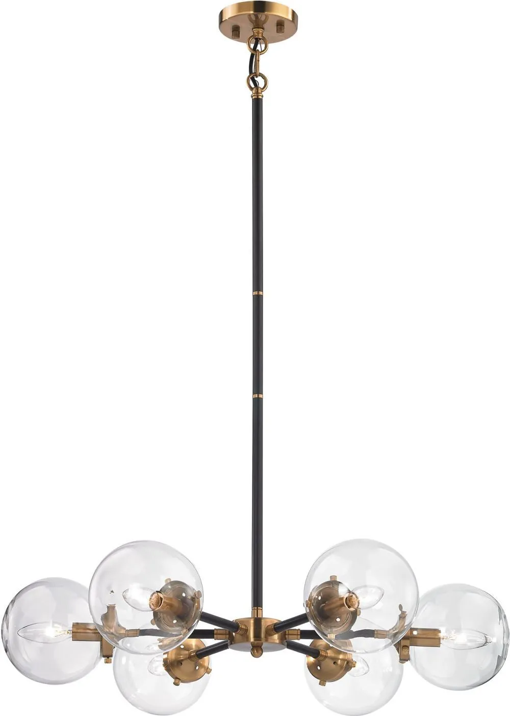 Boudreaux 6 Light Chandelier In Matte Black and Antique Gold