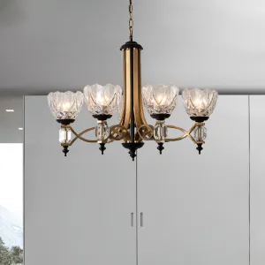 Brass Dome Chandelier with Clear Glass Shades - Modern 5 Heads Pendant Light Fixture