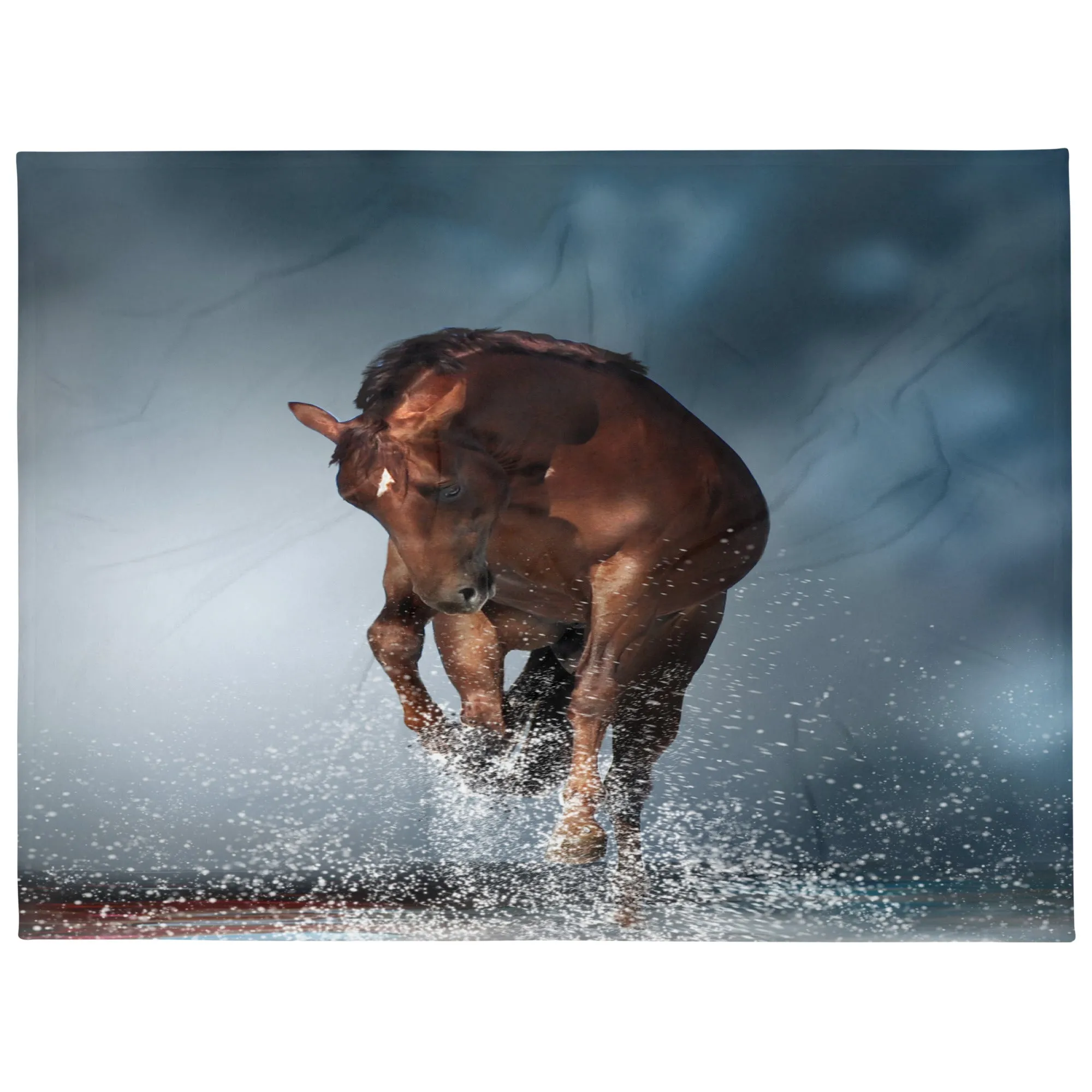 Brown horse print fleece blanket, lioness-love