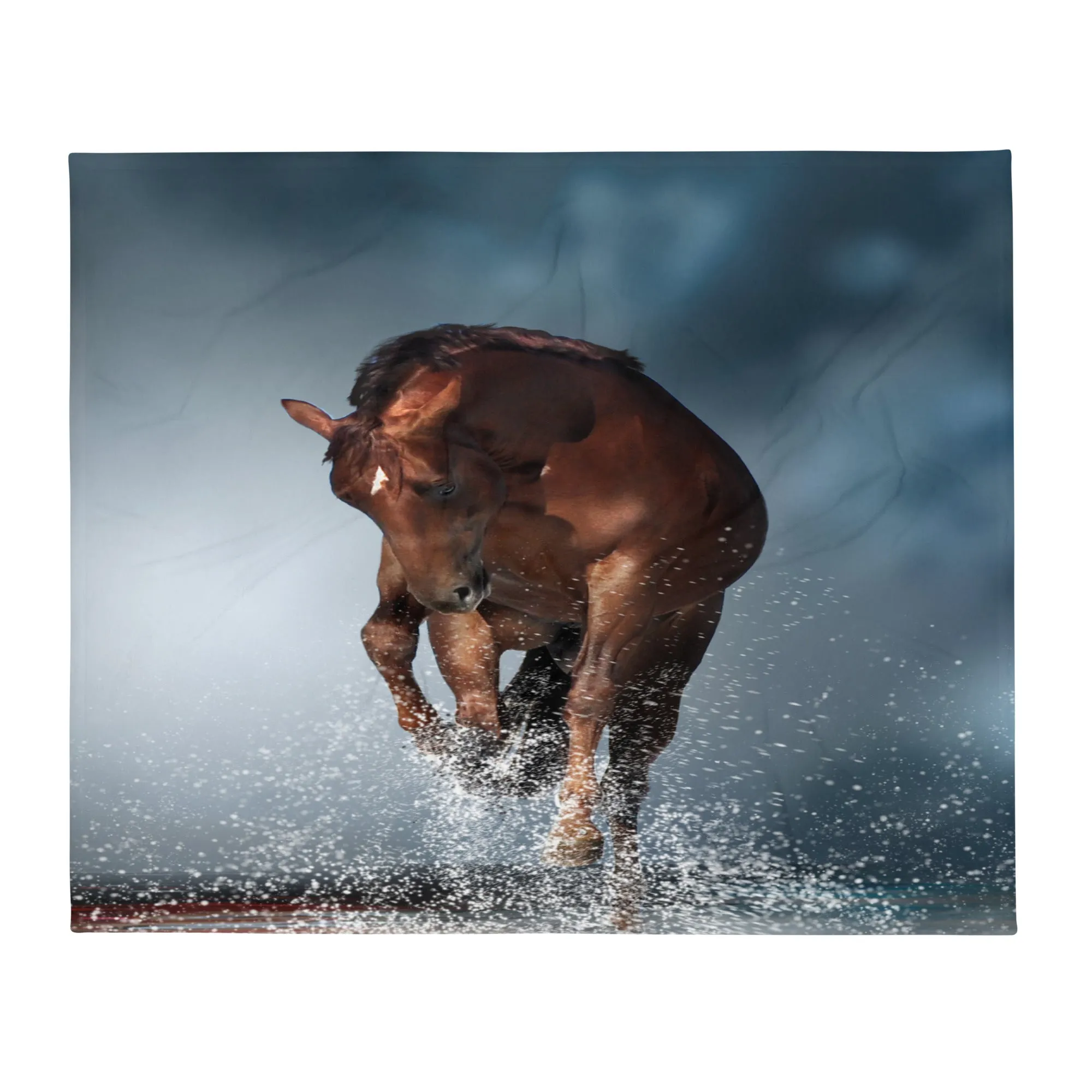Brown horse print fleece blanket, lioness-love