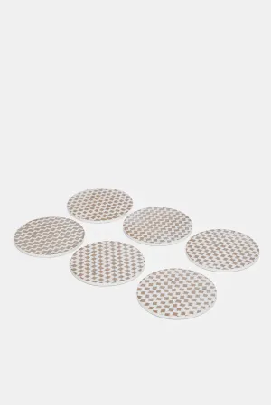 Brown Printed Coaster Set (6 Piece)