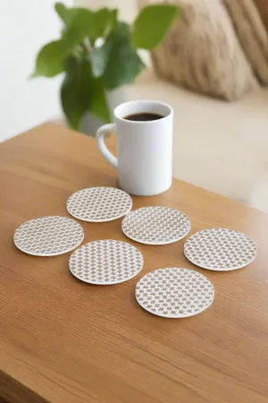 Brown Printed Coaster Set (6 Piece)