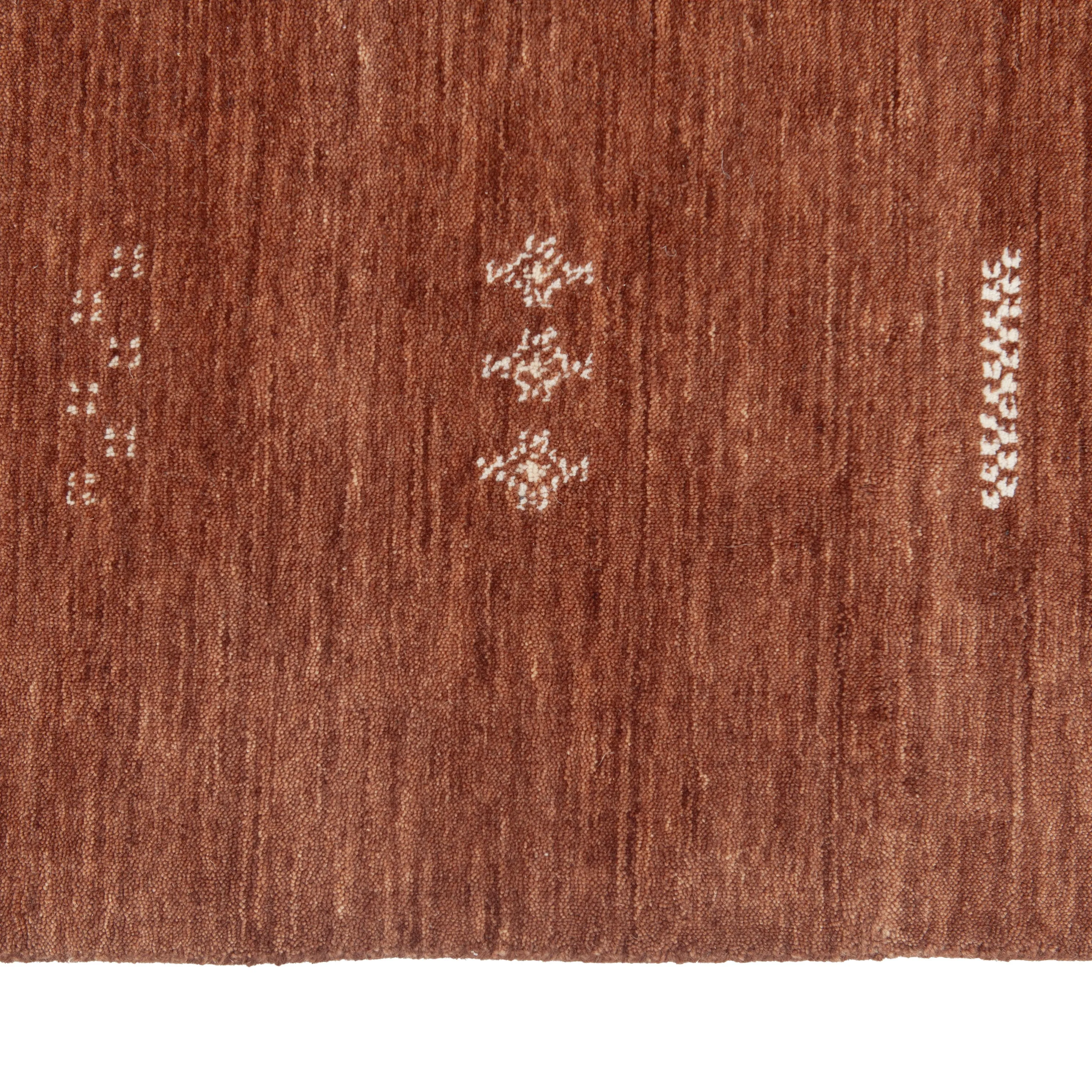 Brown Solid Indo Gabbeh Rug - 5'2" x 8'5"