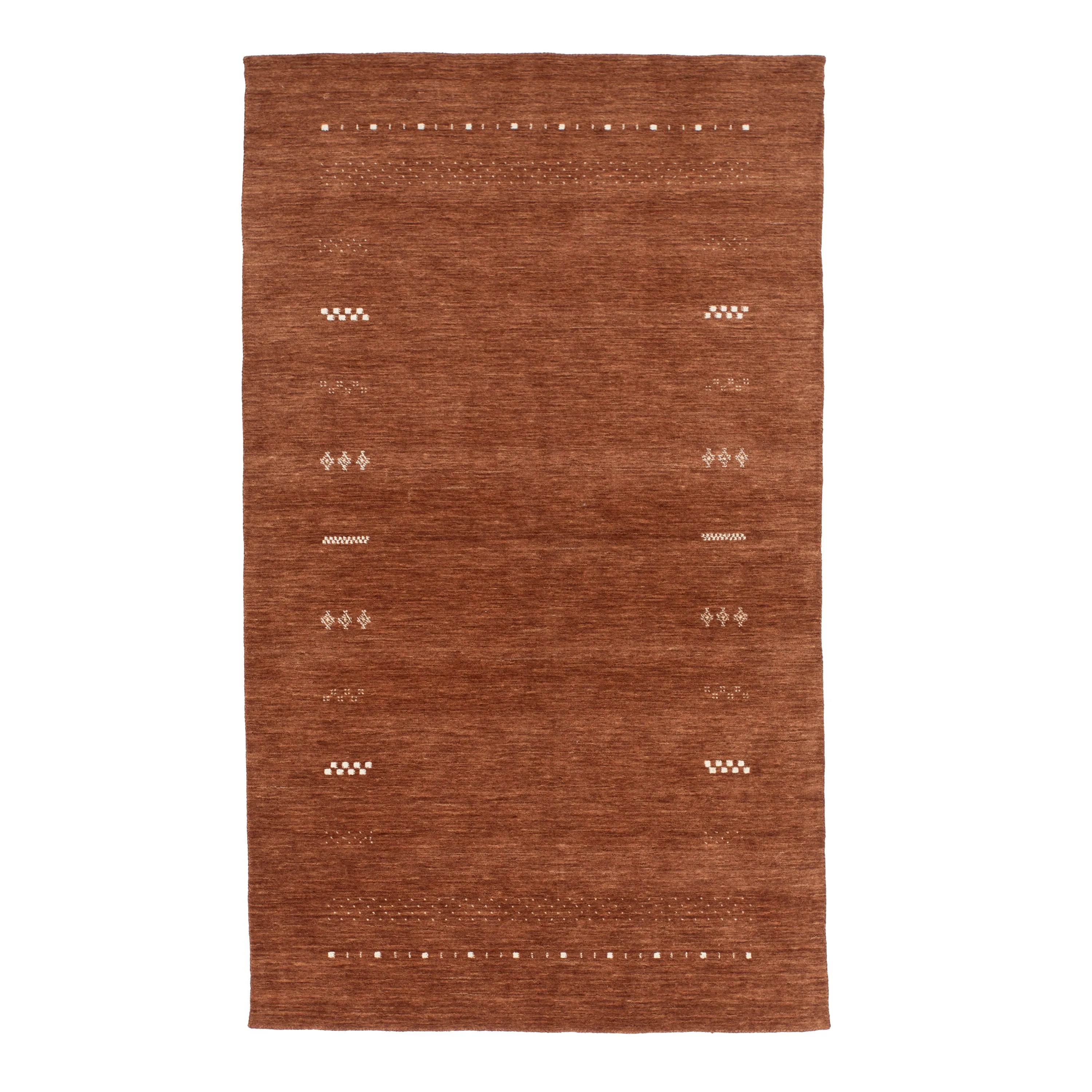 Brown Solid Indo Gabbeh Rug - 5'2" x 8'5"