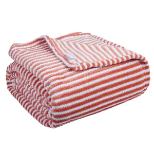 BSB HOME® Premium Jacquard Plush Double Blanket | 300 GSM Lightweight Cozy Soft for Bed, Sofa, Couch, Travel & Camping| 220x230 cm or 86x90 inches|Orange & White