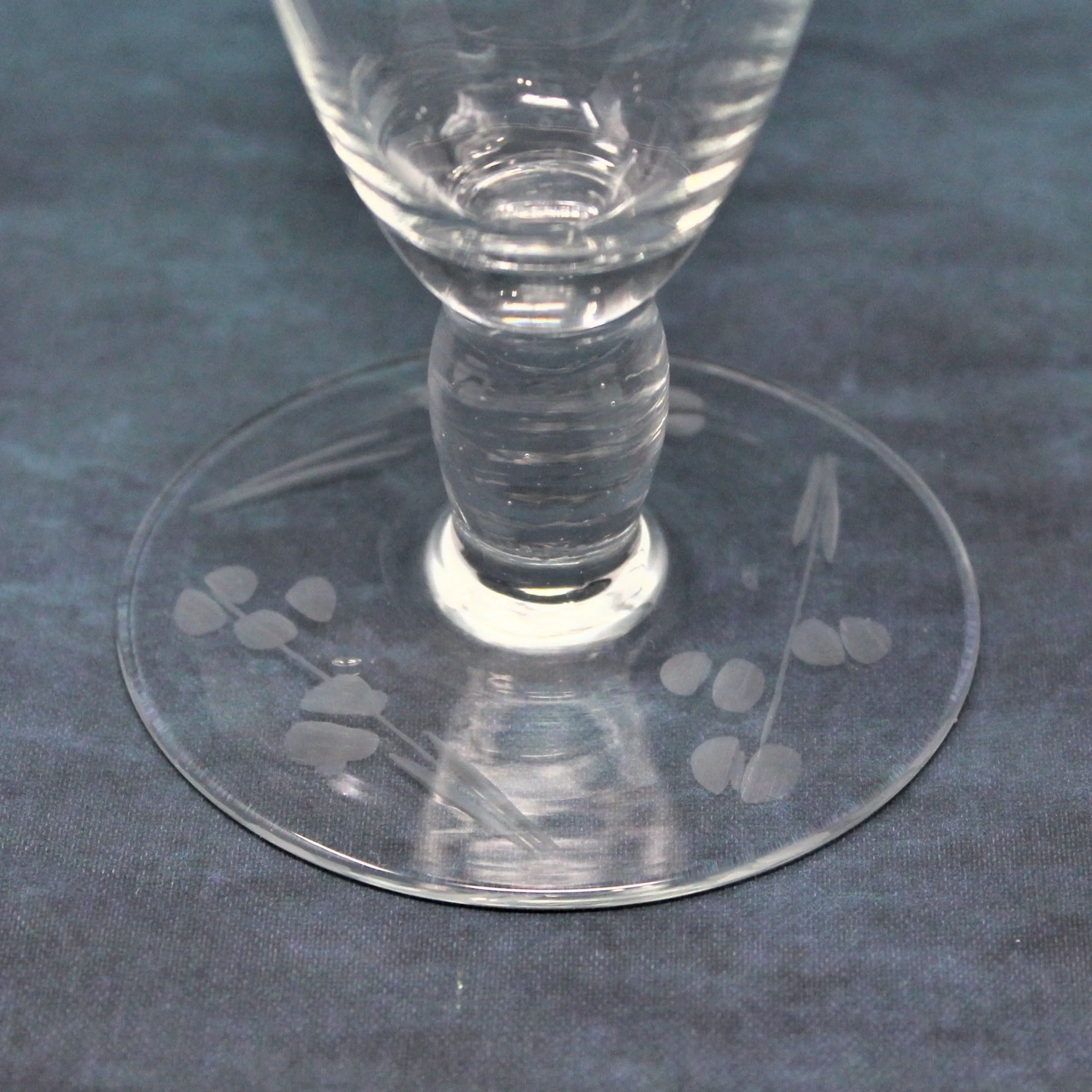 Bud Vase, Plum Blossom, Etched Glass, Vintage 1970's