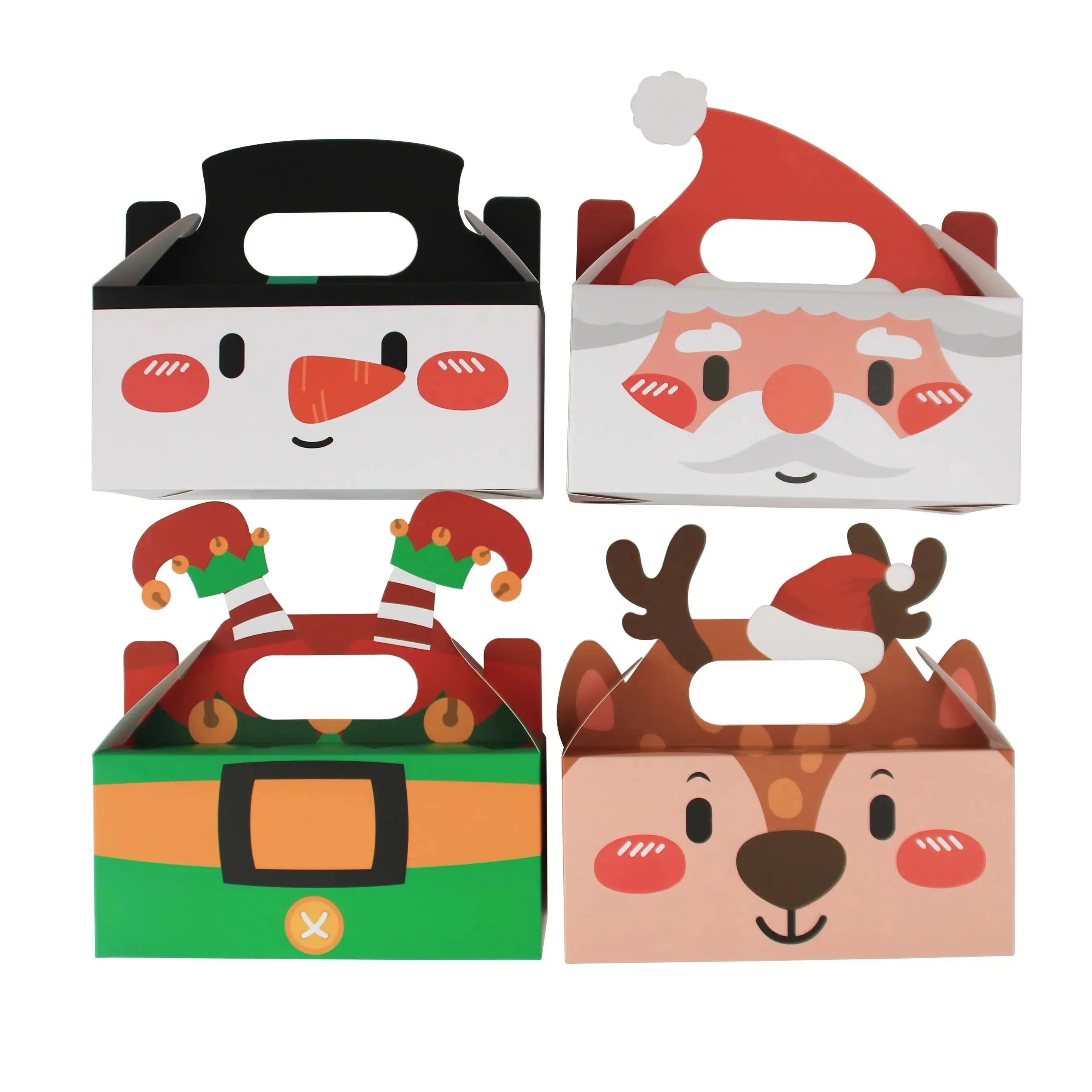 Candy Goodie Cookie Snack with handles Holiday 3D Christmas Treat Box Party Favor x 12 pcs