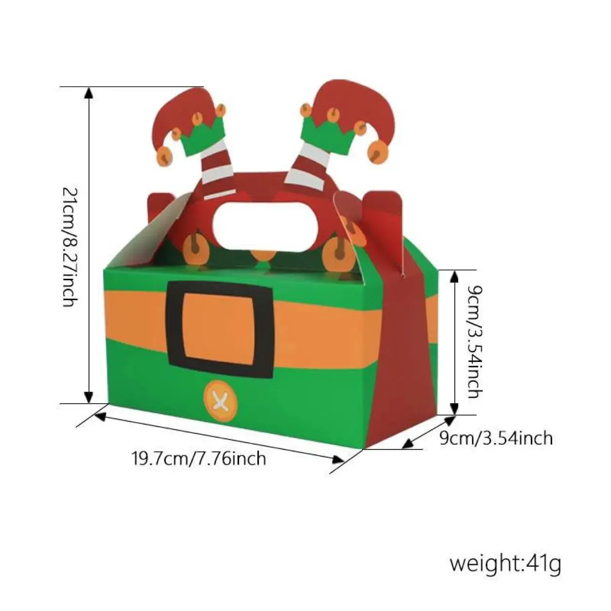 Candy Goodie Cookie Snack with handles Holiday 3D Christmas Treat Box Party Favor x 12 pcs