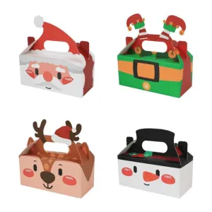 Candy Goodie Cookie Snack with handles Holiday 3D Christmas Treat Box Party Favor x 12 pcs