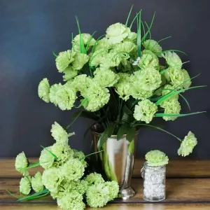 Carnation Assorted Bush Artificial Silk Flowers - Lime Green