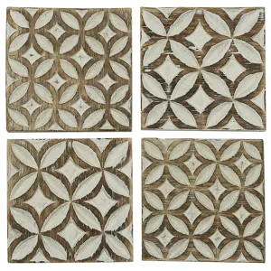Carved Wooden Coaster, Set of 4