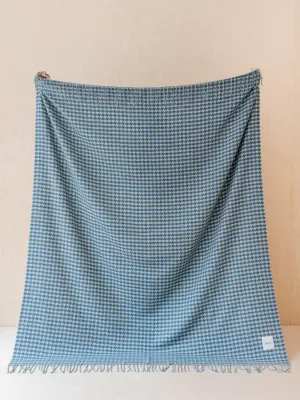 Cashmere blanket in green star houndstooth