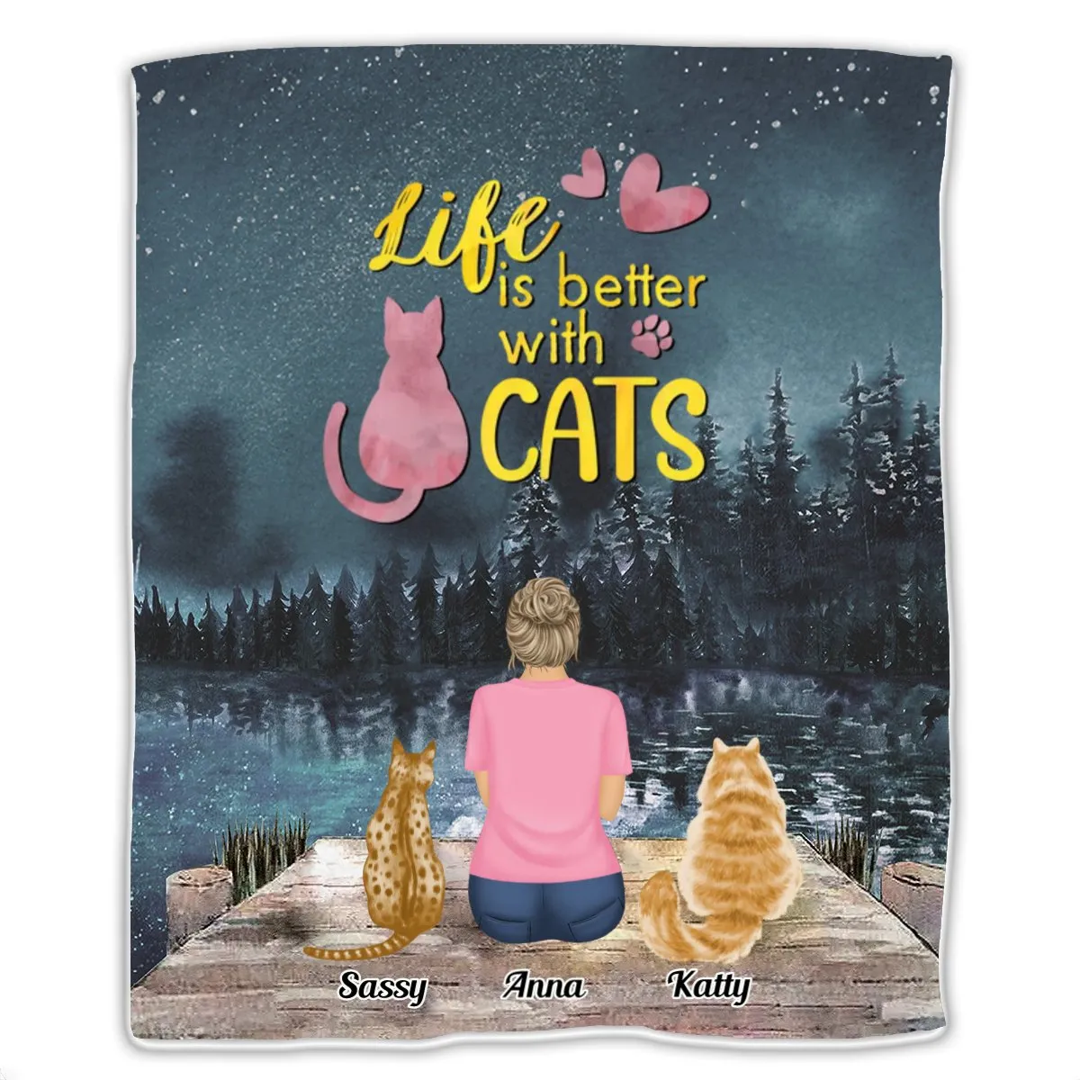 Cat Lovers - Life Is Better With Cats - Personalized Blanket