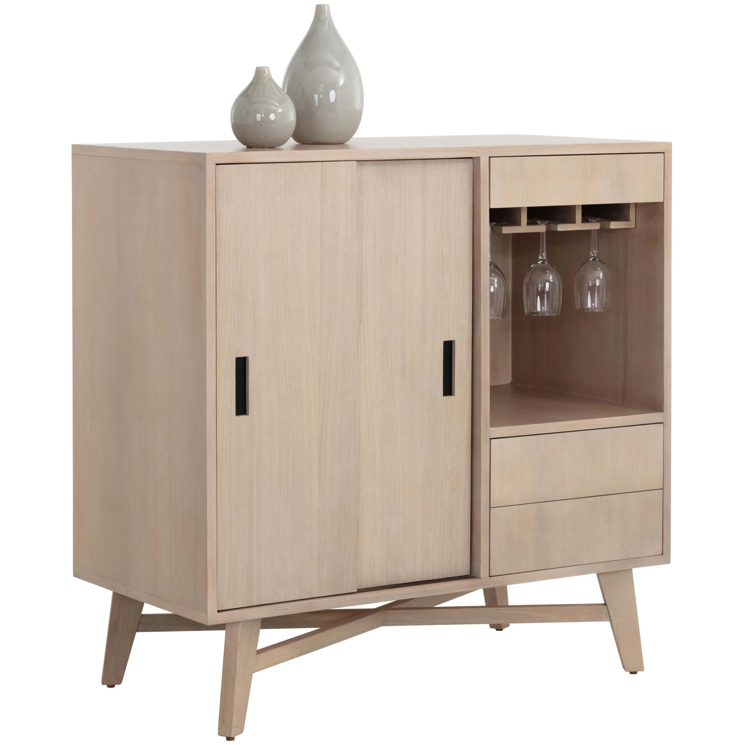 Caven Bar Cabinet, Light Oak