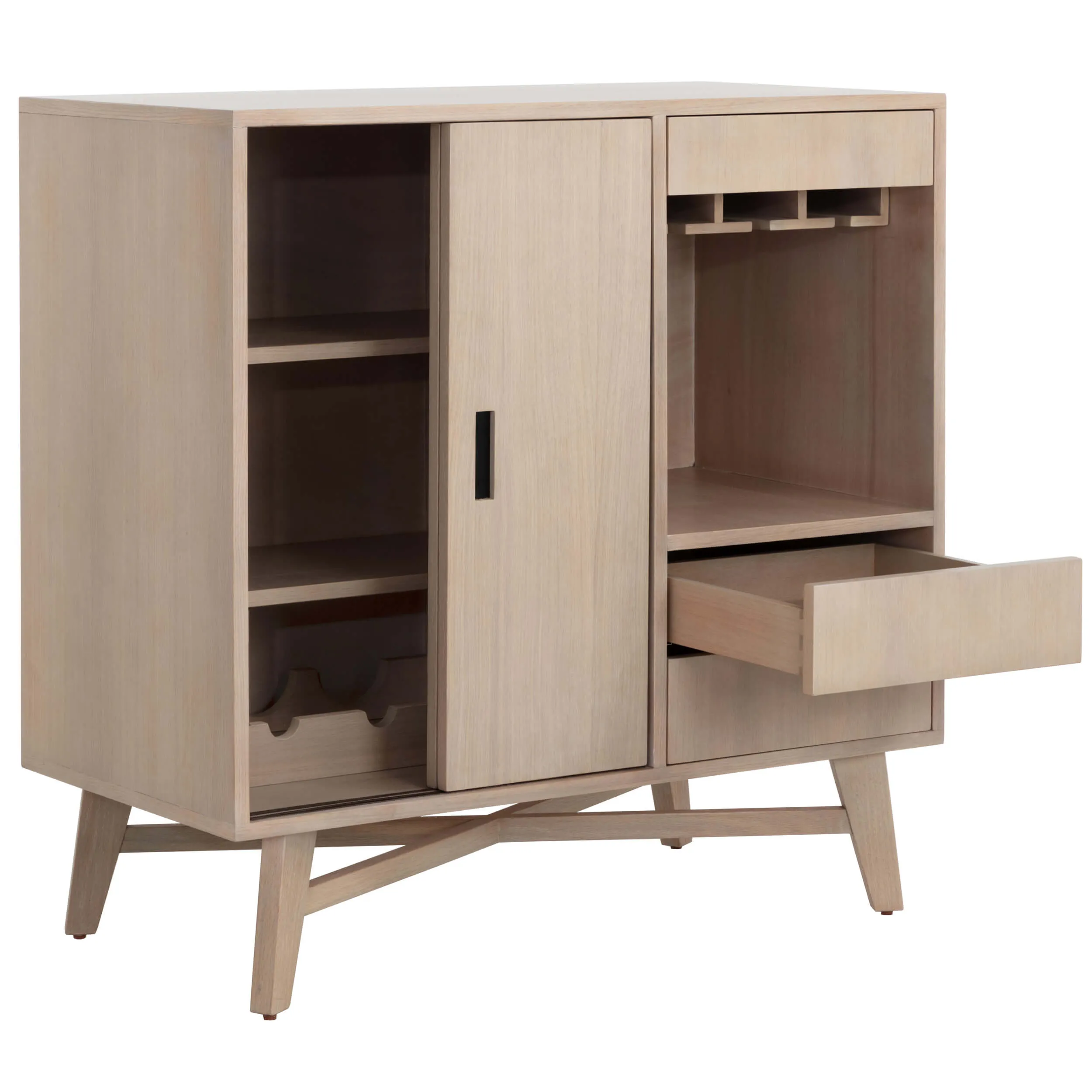 Caven Bar Cabinet, Light Oak
