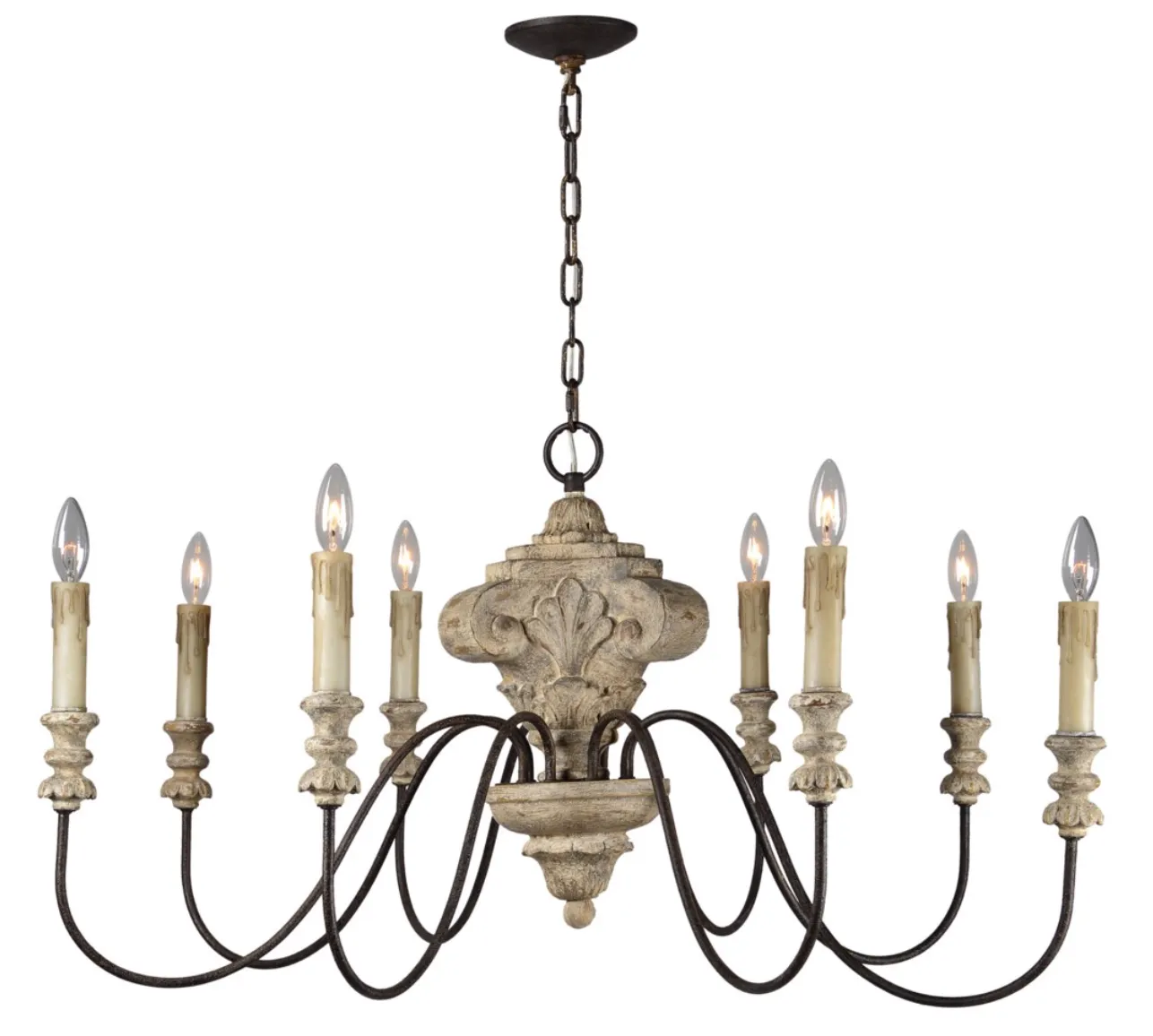 CEILA 8 LIGHT CHANDELIER, WEATHERED WOOD