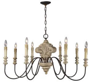 CEILA 8 LIGHT CHANDELIER, WEATHERED WOOD
