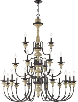 Channery Point 21 Light Chandelier In Aged Cream and Oil Rubbed Bronze