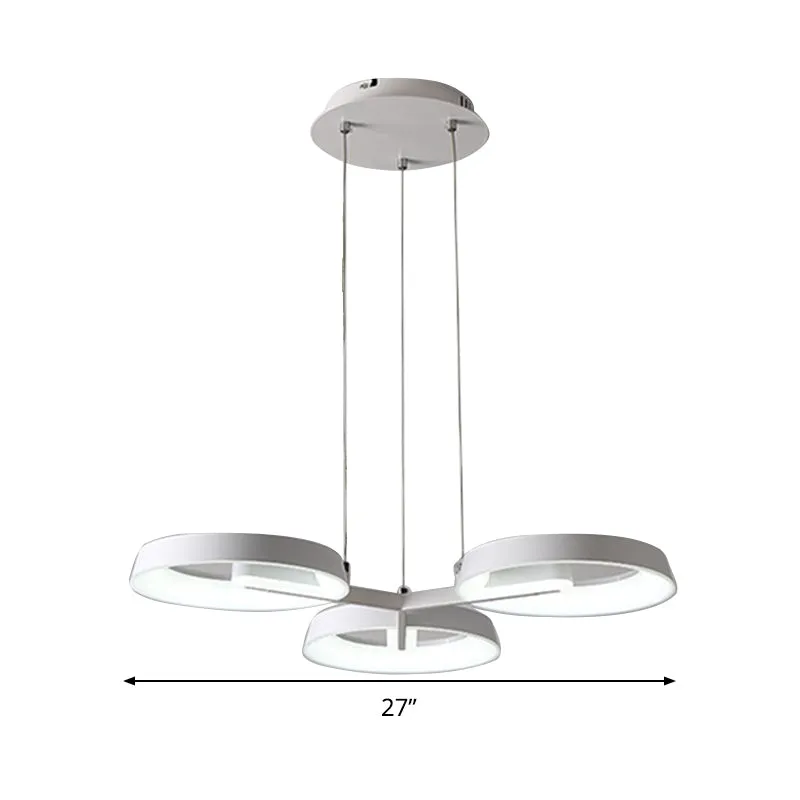 Circular Metal Hanging Light Pendant Chandelier - Simple Style, White (3/6 Heads) - Ideal for Dining Room