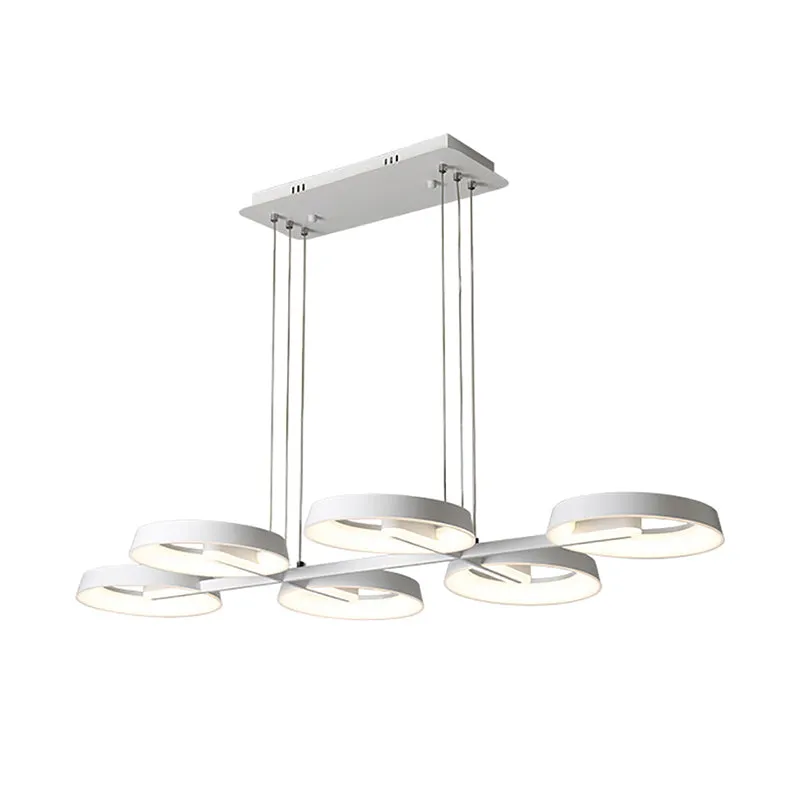 Circular Metal Hanging Light Pendant Chandelier - Simple Style, White (3/6 Heads) - Ideal for Dining Room