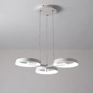 Circular Metal Hanging Light Pendant Chandelier - Simple Style, White (3/6 Heads) - Ideal for Dining Room
