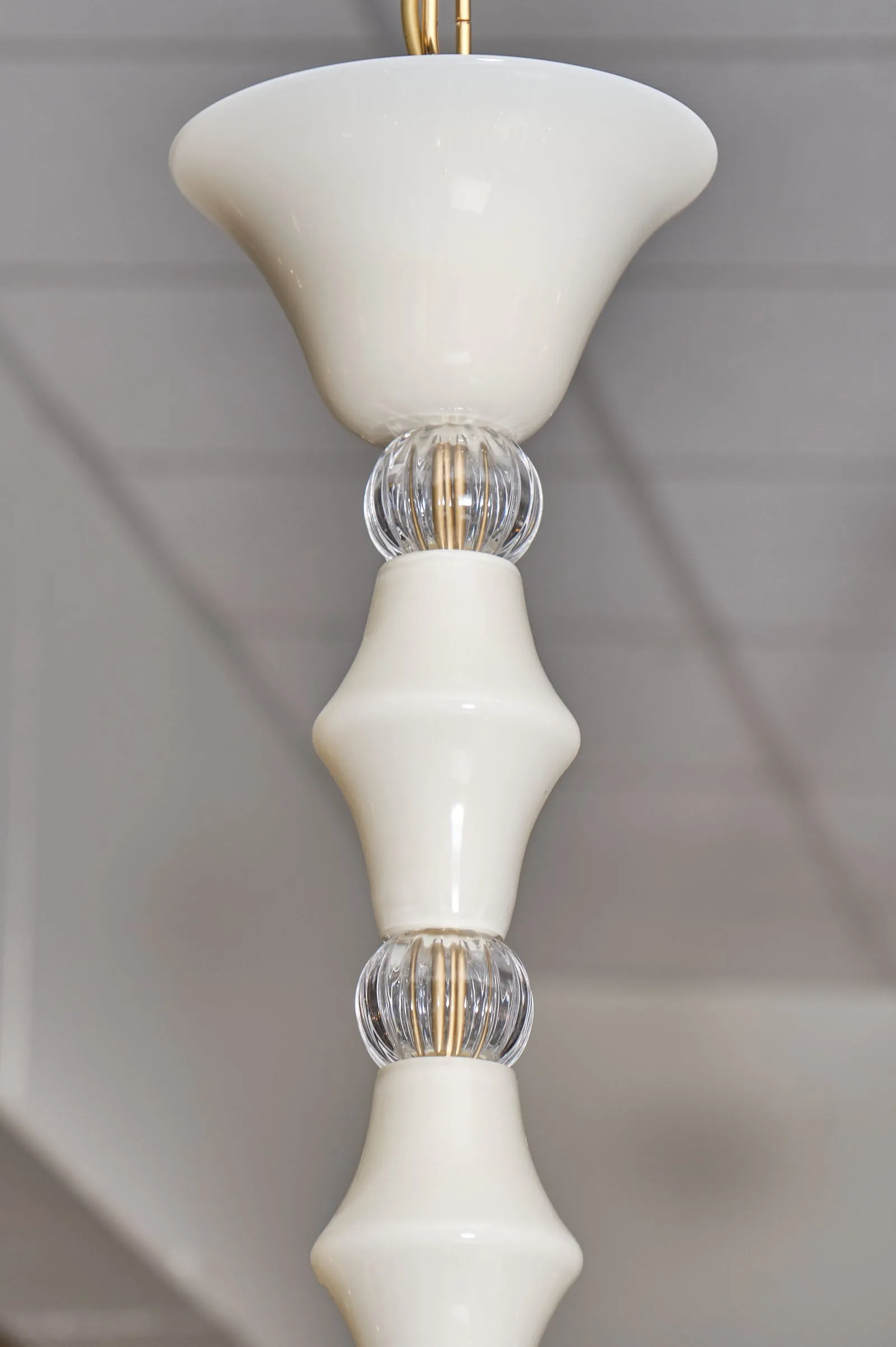 Clear and Ivory Murano Glass Chandelier