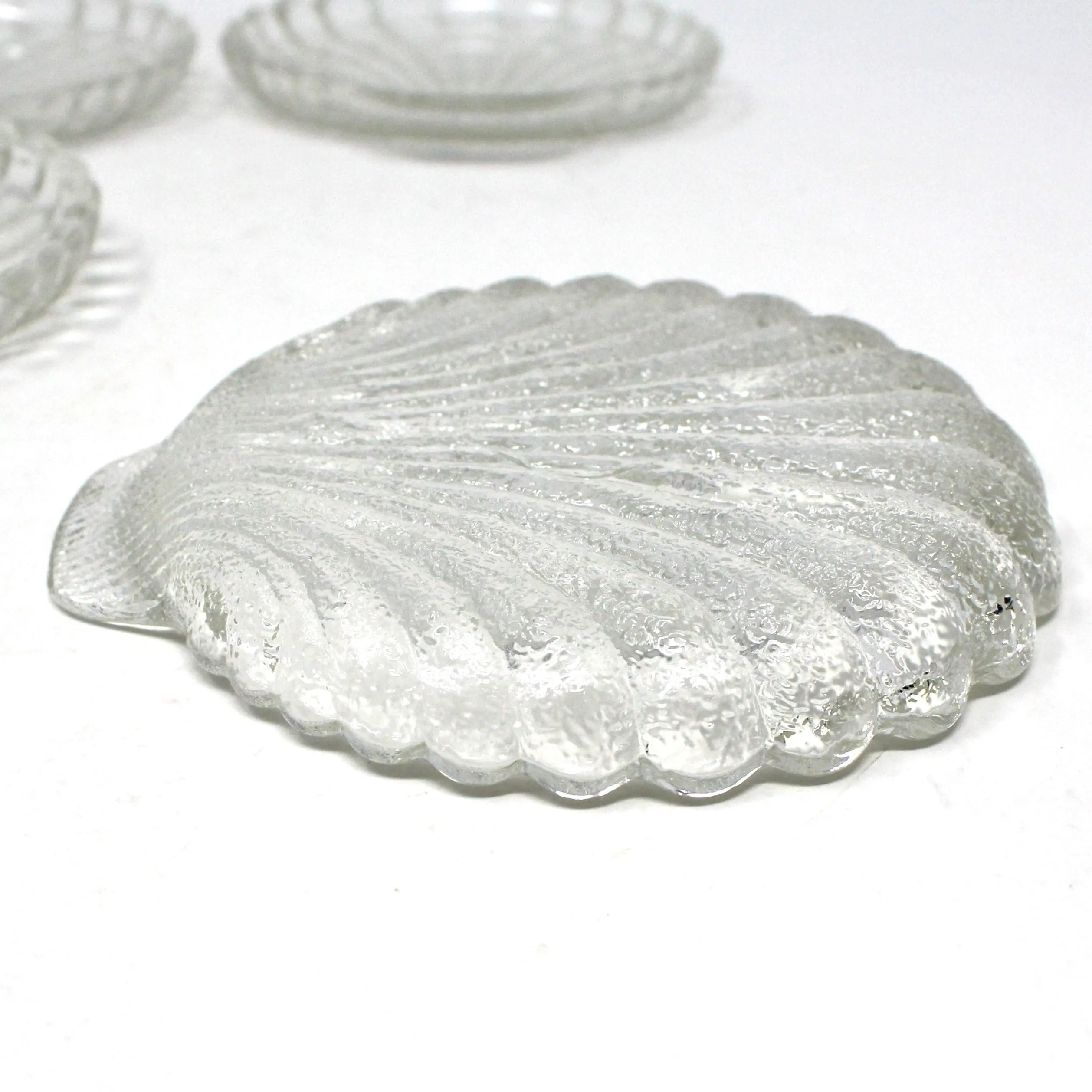Coasters, Anchor Hocking, Shell Shaped Glass Coasters, Set of 6, Vintage