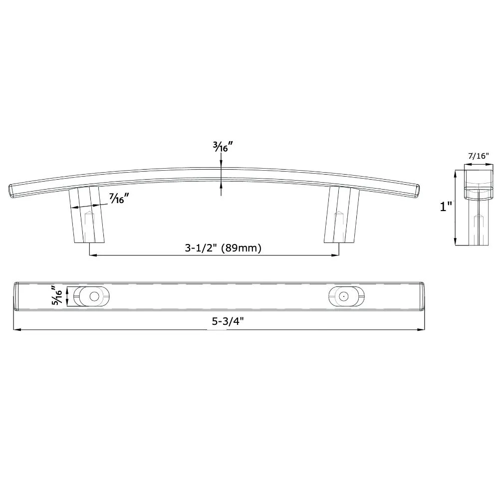 Cosmas 2363-3.5FB Flat Black Subtle Arch Cabinet Pull