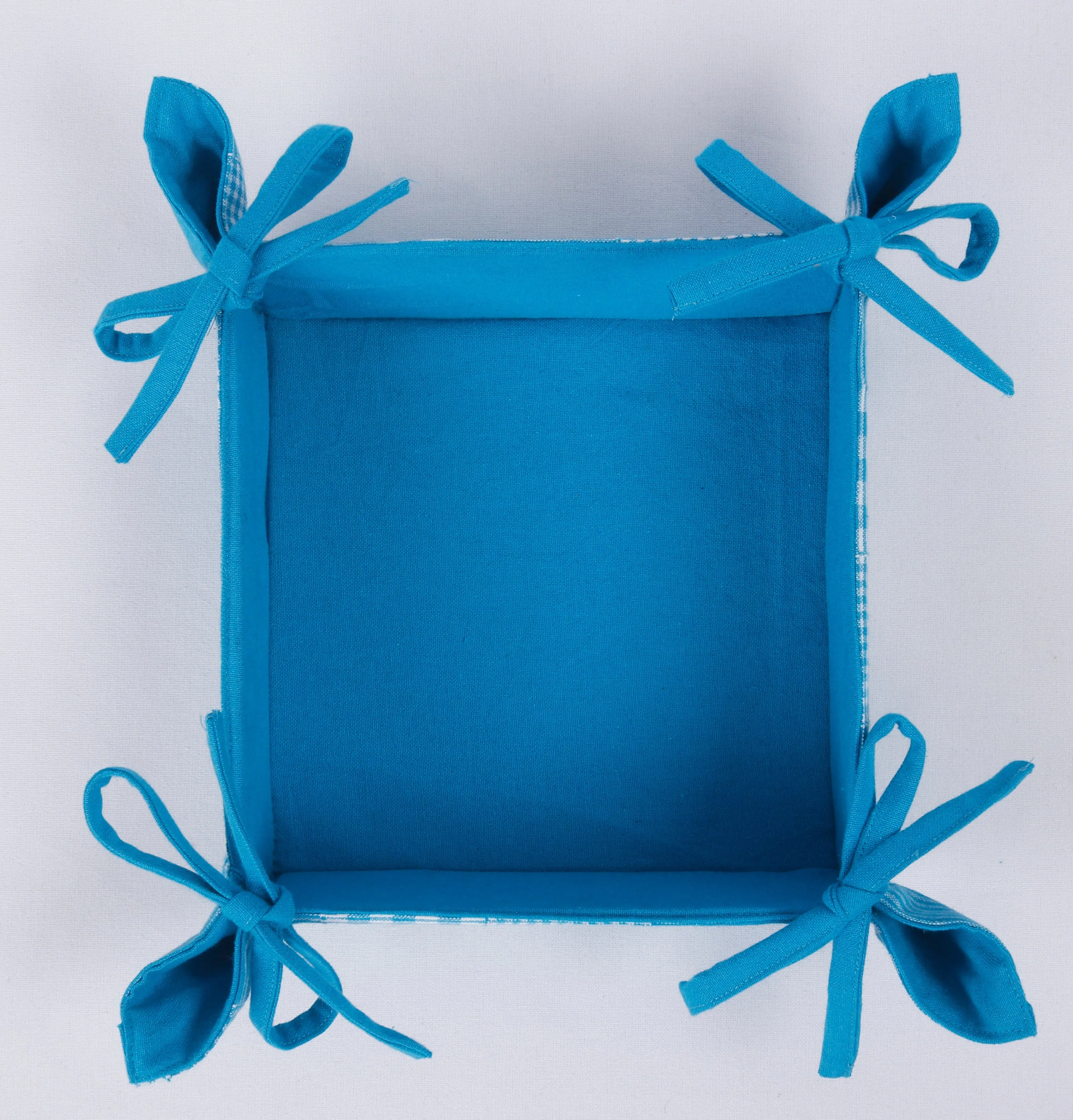 Cotton Track Dobby Blue, Checked Bread Basket Pack Of 1