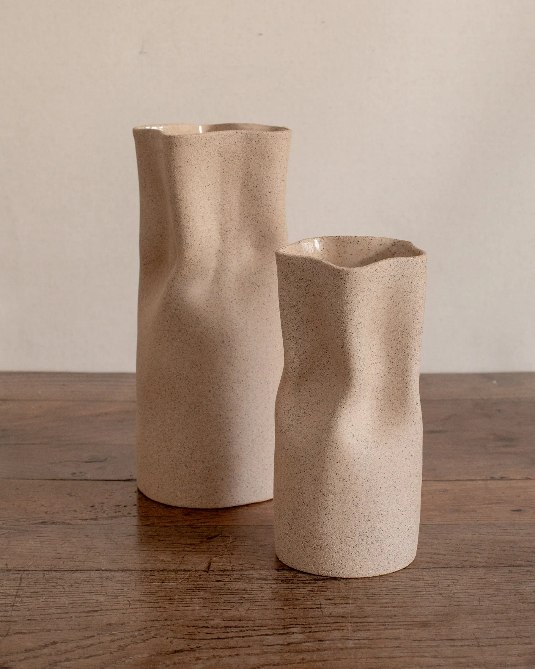 Crimped Stoneware Vase